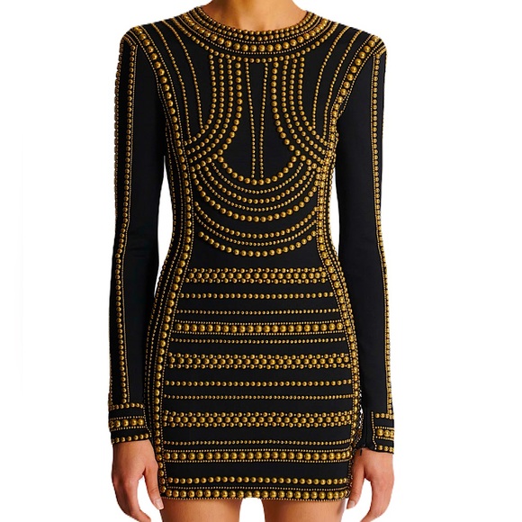 Balmain Short gold bead-embroidered dress - threedaughtersproperties.com